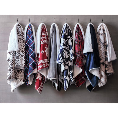 North Pole Trading Co. Faux Mink To Sherpa Reversible Throw