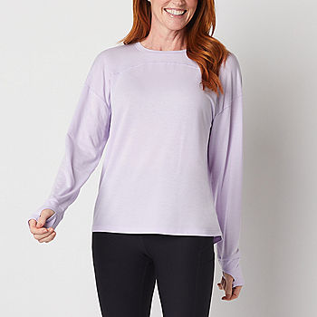 Xersion Womens Crew Neck Long Sleeve T-Shirt, Color: Pastel