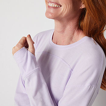 Xersion Womens Crew Neck Long Sleeve T-Shirt, Color: Pastel Lavender -  JCPenney