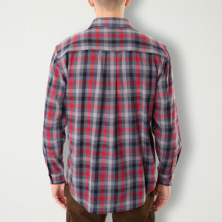 Smiths Workwear Mens Regular Fit Long Sleeve Flannel Shirt, Medium, Red