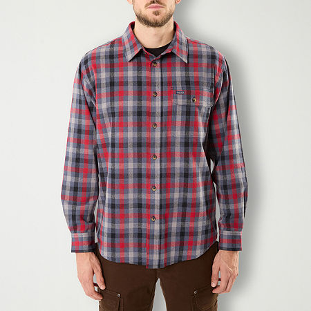 Smiths Workwear Mens Regular Fit Long Sleeve Flannel Shirt, Medium, Red