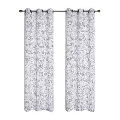 Regal Home Willa Embroidered Sheer Grommet Top Set of 2 Curtain Panel