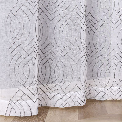 Regal Home Willa Grommet Top Embroidered Sheer Set of 2 Curtain Panels