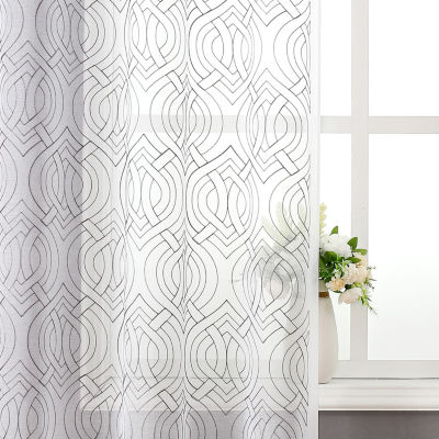Regal Home Willa Grommet Top Embroidered Sheer Set of 2 Curtain Panels