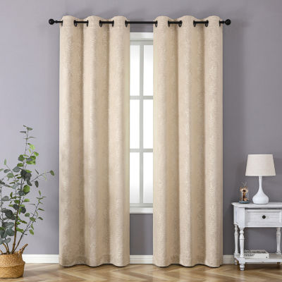 Regal Home Pascal Energy Saving Embossed Blackout Grommet Top Set of 2 Curtain Panel