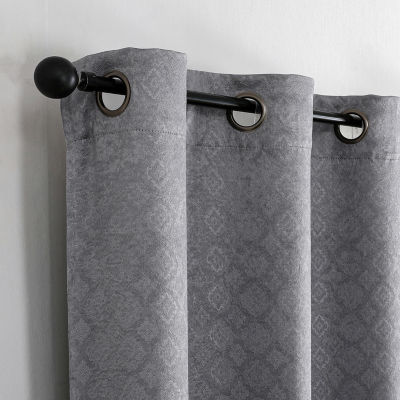 Regal Home Tobias Energy Saving Embossed Blackout Grommet Top Set of 2 Curtain Panel