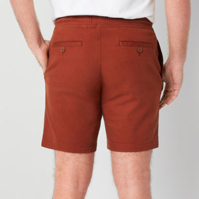 mutual weave Mens 9" Pull On Canvas Drawstring Elastic Waist Short