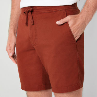 mutual weave Mens 9" Pull On Canvas Drawstring Elastic Waist Short