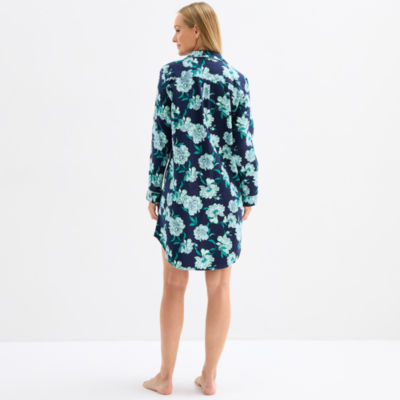 Liz Claiborne Womens Flannel Long Sleeve Nightshirt