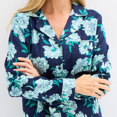 Liz Claiborne Womens Flannel Long Sleeve Nightshirt