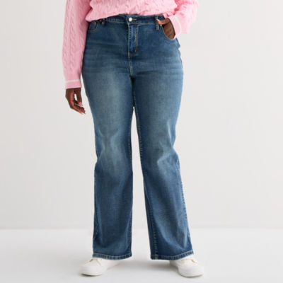 Forever 21 Juniors Plus Mid Rise Bootcut Butterfly Embellished Pocket Jean