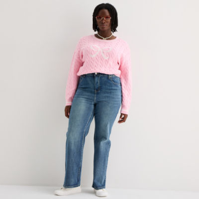 Forever 21 Juniors Plus Mid Rise Bootcut Butterfly Embellished Pocket Jean