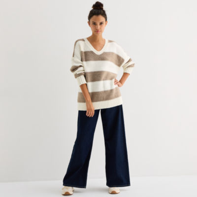 Arizona Juniors Womens V Neck Long Sleeve Pullover Sweater