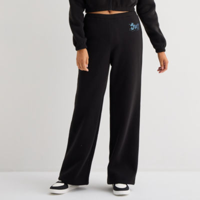 Juicy By Juicy Couture Womens Juniors Wide Leg Mid Rise Fleece Sweatpant