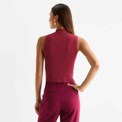 Worthington Womens Mock Neck Sleeveless Pullover Sweater