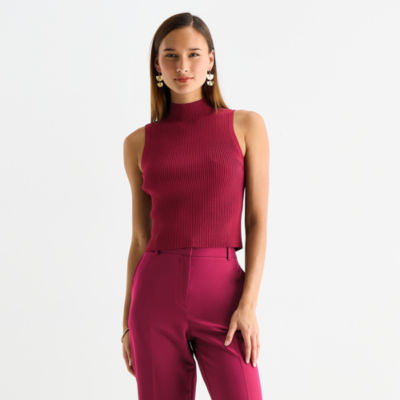 Worthington Womens Mock Neck Sleeveless Pullover Sweater