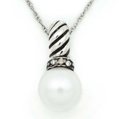 Womens White Sterling Silver Pendant Necklace