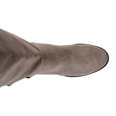 Journee Collection Womens Carly Wide Calf Stacked Heel Riding Boots