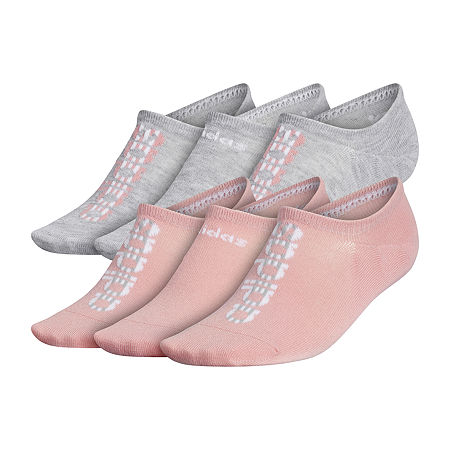 adidas 6pk Superlite Linear 6 Pair No Show Socks Womens, 5-10 , Pink