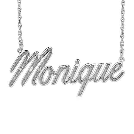 Personalized Geniune Diamond Accent Name Necklace, One Size, White