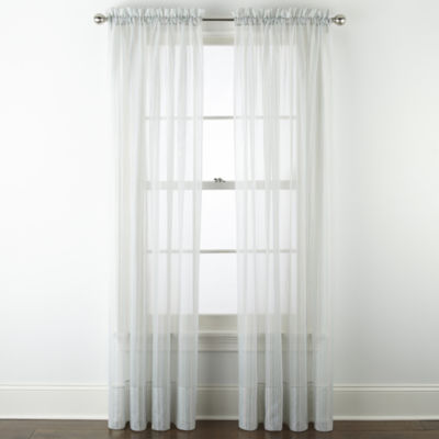 Home Expressions Lisette Stripe Print Rod Pocket Sheer Single Curtain Panel