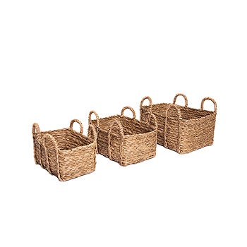 Baum Natural Rush Seagrass Set of 3 Decorative Storage Basket with