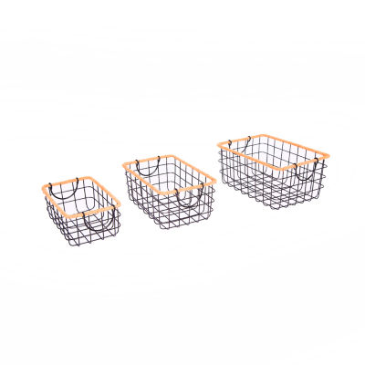 Baum Black Wire and Jute Rectangular Decorative Storage Baskets, Color