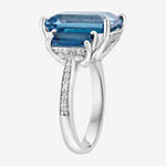 Effy Final Call Womens Genuine Blue Topaz & 1/4 CT. T.W. Genuine Diamond 14K White Gold Cocktail Ring
