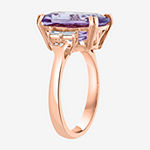 Effy Final Call Womens Genuine Pink Amethyst & 1/7 CT. T.W. Genuine Diamond 14K Rose Gold Cocktail Ring