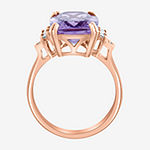 Effy Final Call Womens Genuine Pink Amethyst & 1/7 CT. T.W. Genuine Diamond 14K Rose Gold Cocktail Ring