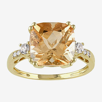 Genuine Citrine, Lab-Created White Sapphire and Diamond-Accent Ring | 8 | Rings Cocktail Rings | Gifts for Her