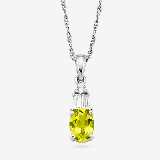 Genuine Peridot & Lab-Created White Sapphire Sterling Silver Pendant Necklace