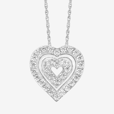 Diamonart Womens White Cubic Zirconia Sterling Silver Heart Pendant Necklace