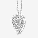 Diamonart Womens White Cubic Zirconia Sterling Silver Heart Pendant Necklace