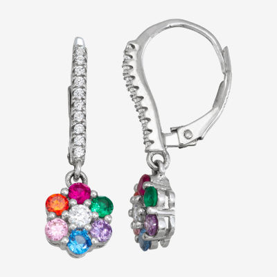 2 CT. Multi Color Cubic Zirconia Sterling Silver Drop Earrings