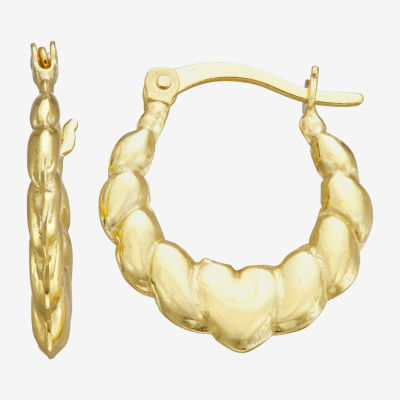 Croissant 14K Gold Over Silver 14mm Heart Hoop Earrings