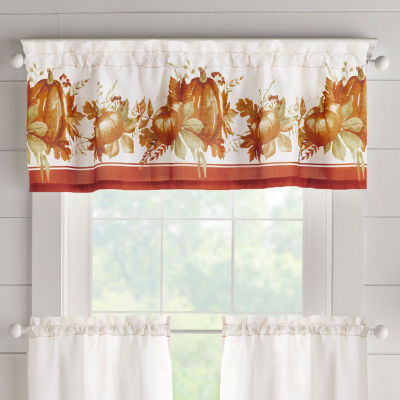 Elrene Home Fashions Autumn Pumpkin Grove 3-pc. Rod Pocket Kitchen Curtain Window Set