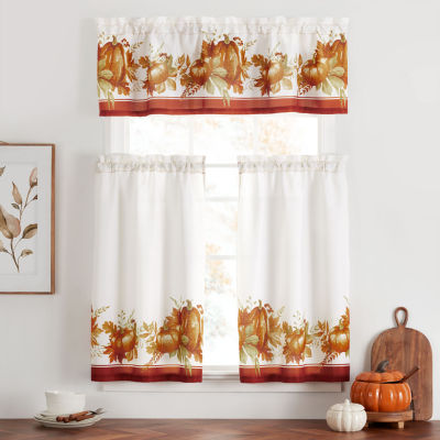 Elrene Home Fashions Autumn Pumpkin Grove 3-pc. Rod Pocket Kitchen Curtain Window Set