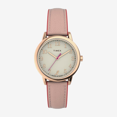 Timex Womens Pink Leather Strap Watch Tw2v53000jt JCPenney