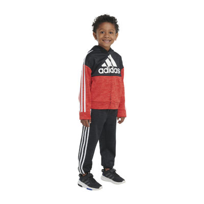 Adidas Boys Long Sleeve Color Block Mélange Fleece Jacket Set