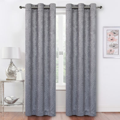 2-Pack Metallic White Blackout Grommet Curtain Panels, 84, Sold by at Home