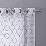 Regal Home Mavrick Matte Embroidered Sheer Grommet Top Set of 2 Curtain Panel