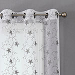 Regal Home Rochelle Metallic Embroidered Sheer Grommet Top Set of 2 Curtain Panel