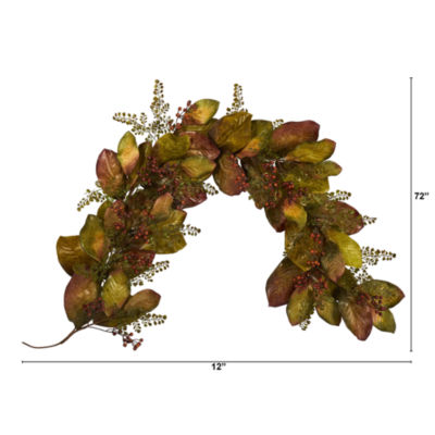 Nearly Natural Autumn Magnolia Leaf Thanksgiving Indoor Garland