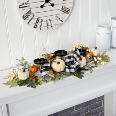 Nearly Natural Pumpkin Berry Artificial Candle Holder