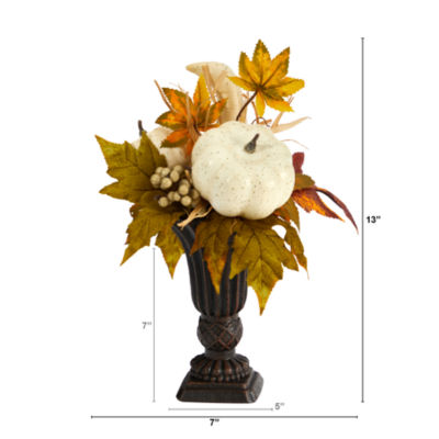 Nearly Natural 13" Fall Pumpkin And Berries Floral Arrangement