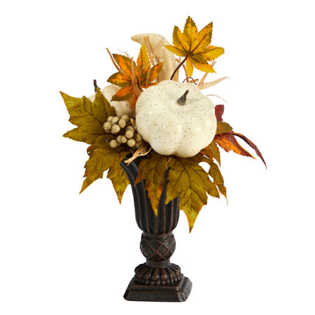 Nearly Natural 13 Fall Pumpkin And Berries Floral Arrangement, One Size, Green