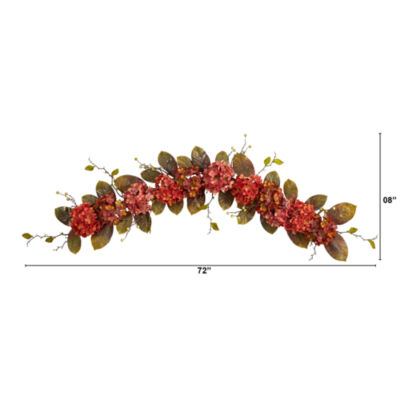 Nearly Natural 6' Fall Hydrangea  Berry Faux Thanksgiving Indoor Garland