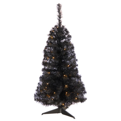 Nearly Natural 3 Foot Black Faux With Lights Halloween Tree