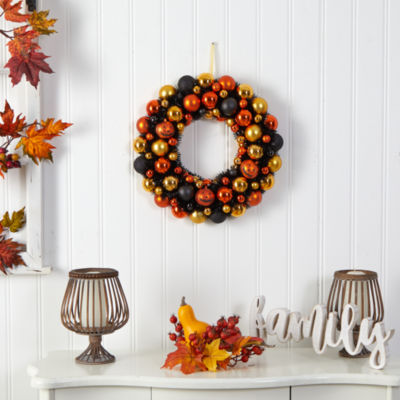 Nearly Natural 30" Halloween Pumpkin Ornament Wreath